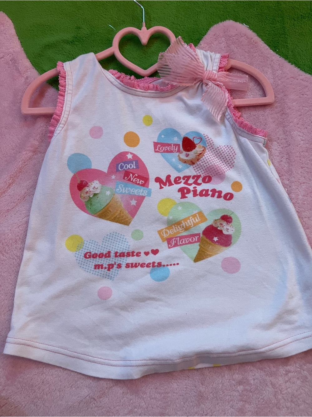 Girls' White & Pink Ice Cream Graphic Tank Top